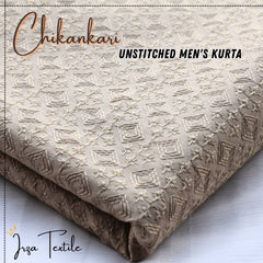 Un-Stitched Embroidered Chikankari Khaaki Kurta TP-9758