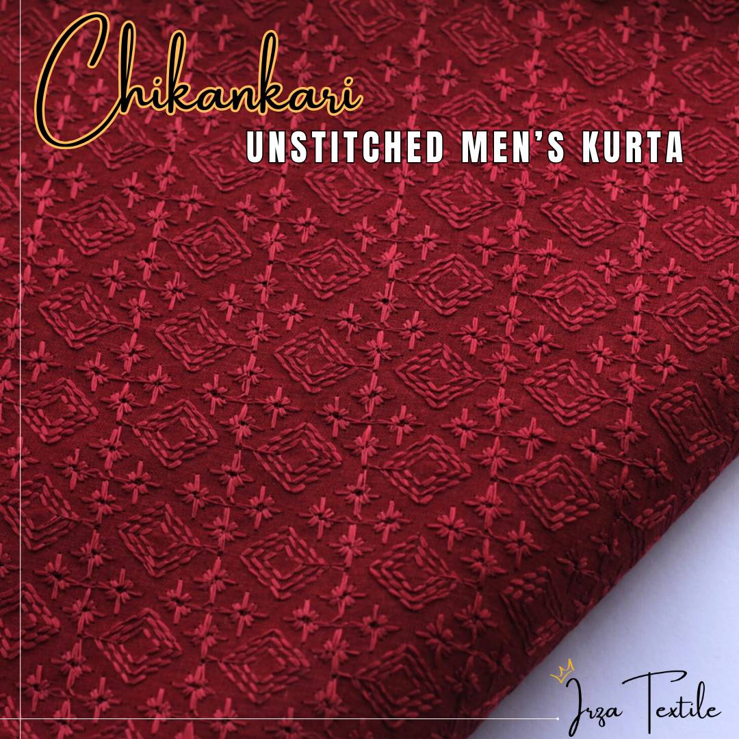 Un-Stitched Embroidered Chikankari Maroon Kurta TP-9501