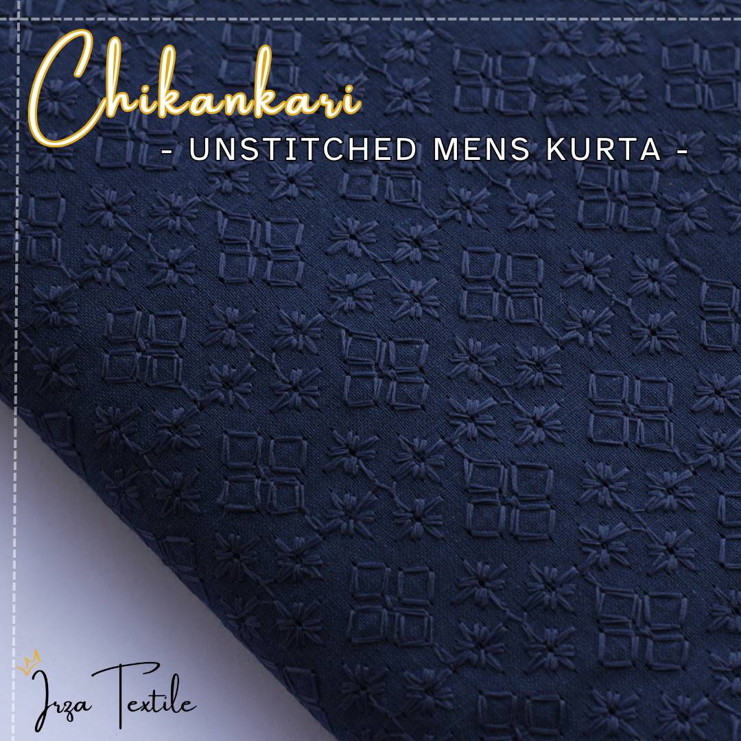 Un-Stitched Embroidered Chikankari Navy Blue Kurta TP-1014