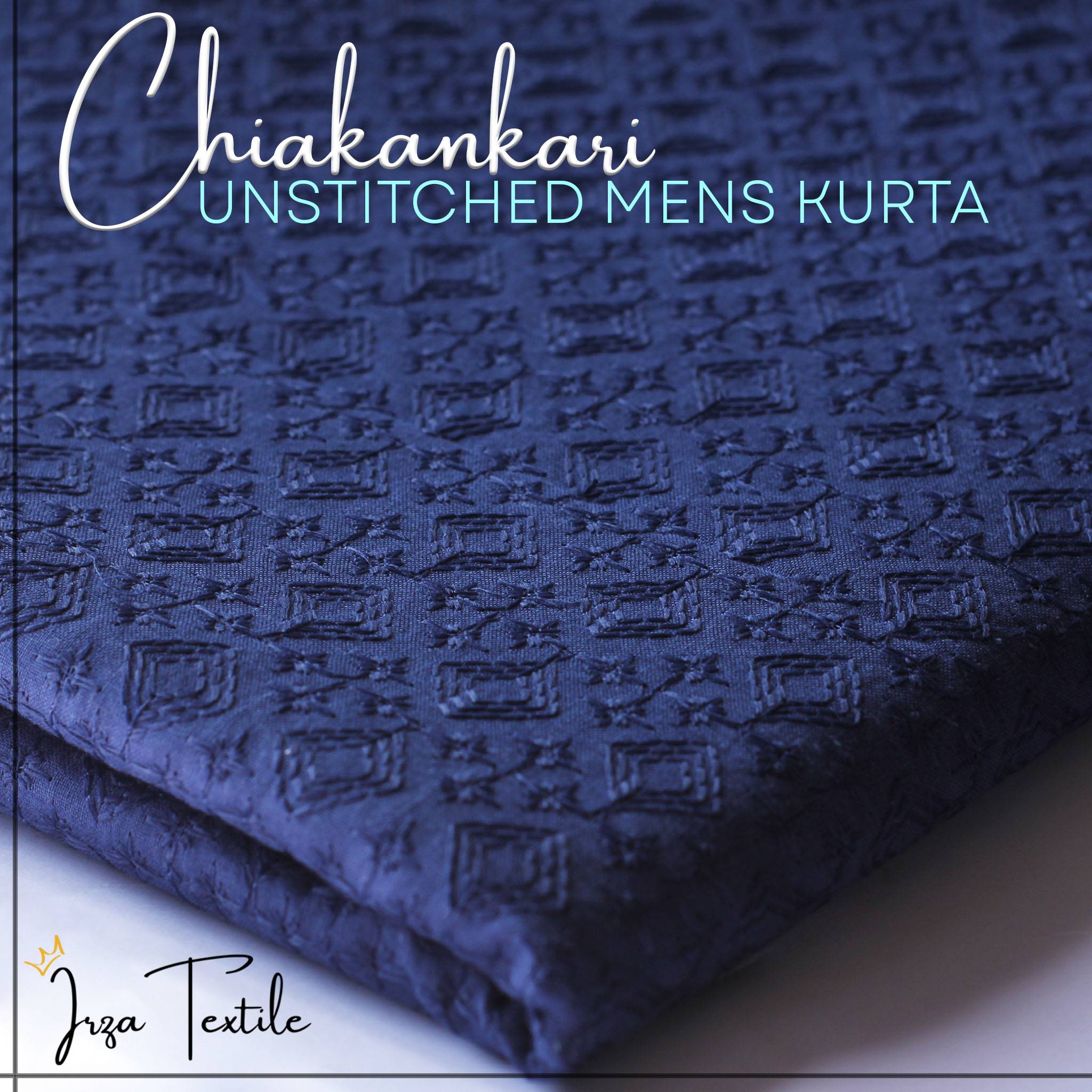 Un-Stitched Embroidered Chikankari Navy Blue Kurta TP-1017