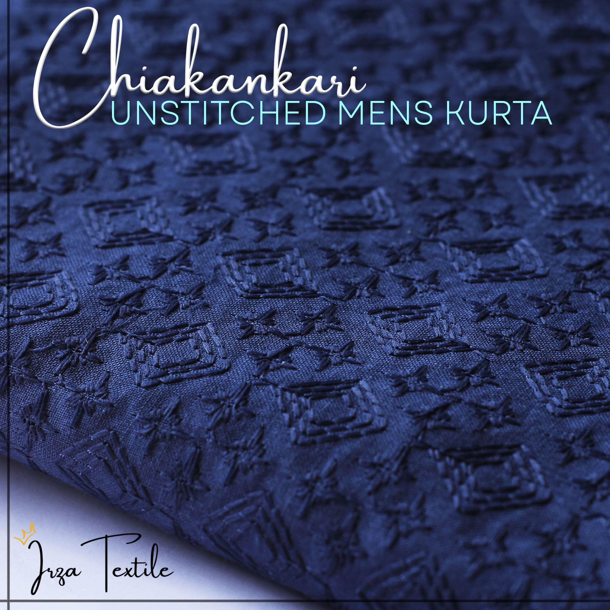 Un-Stitched Embroidered Chikankari Navy Blue Kurta TP-1017