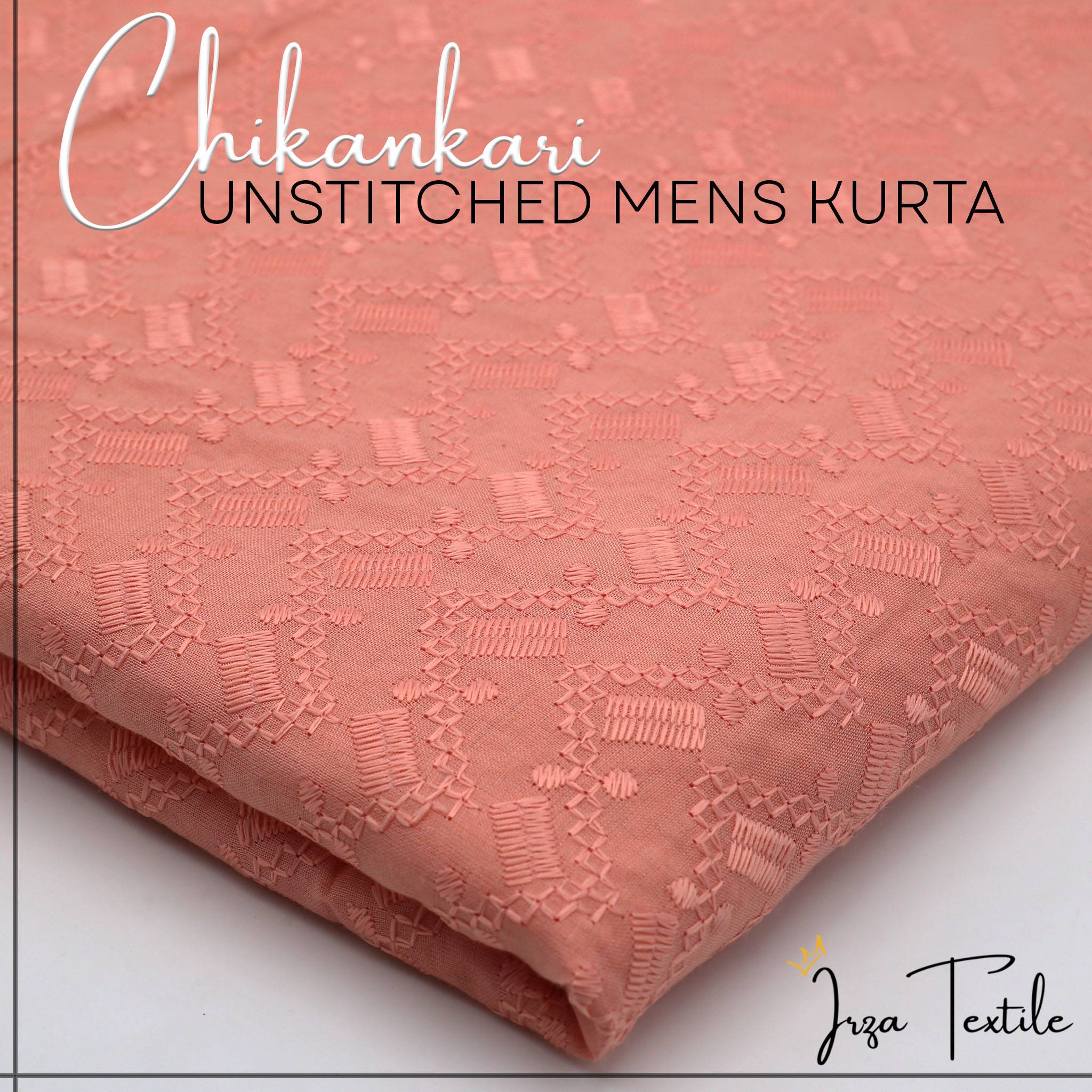 Un-Stitched Embroidered Chikankari Pink Peach Kurta TP-2113