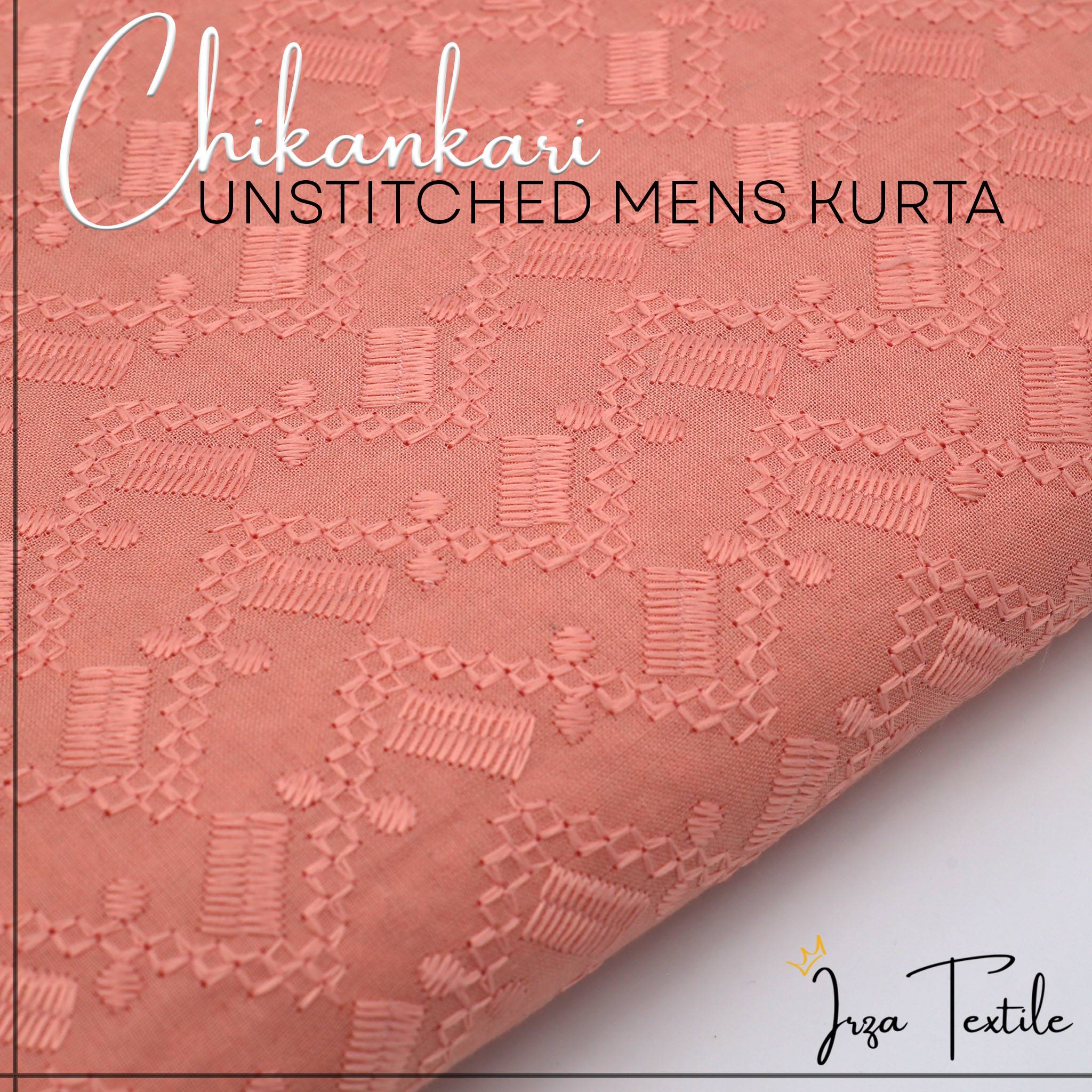 Un-Stitched Embroidered Chikankari Pink Peach Kurta TP-2113