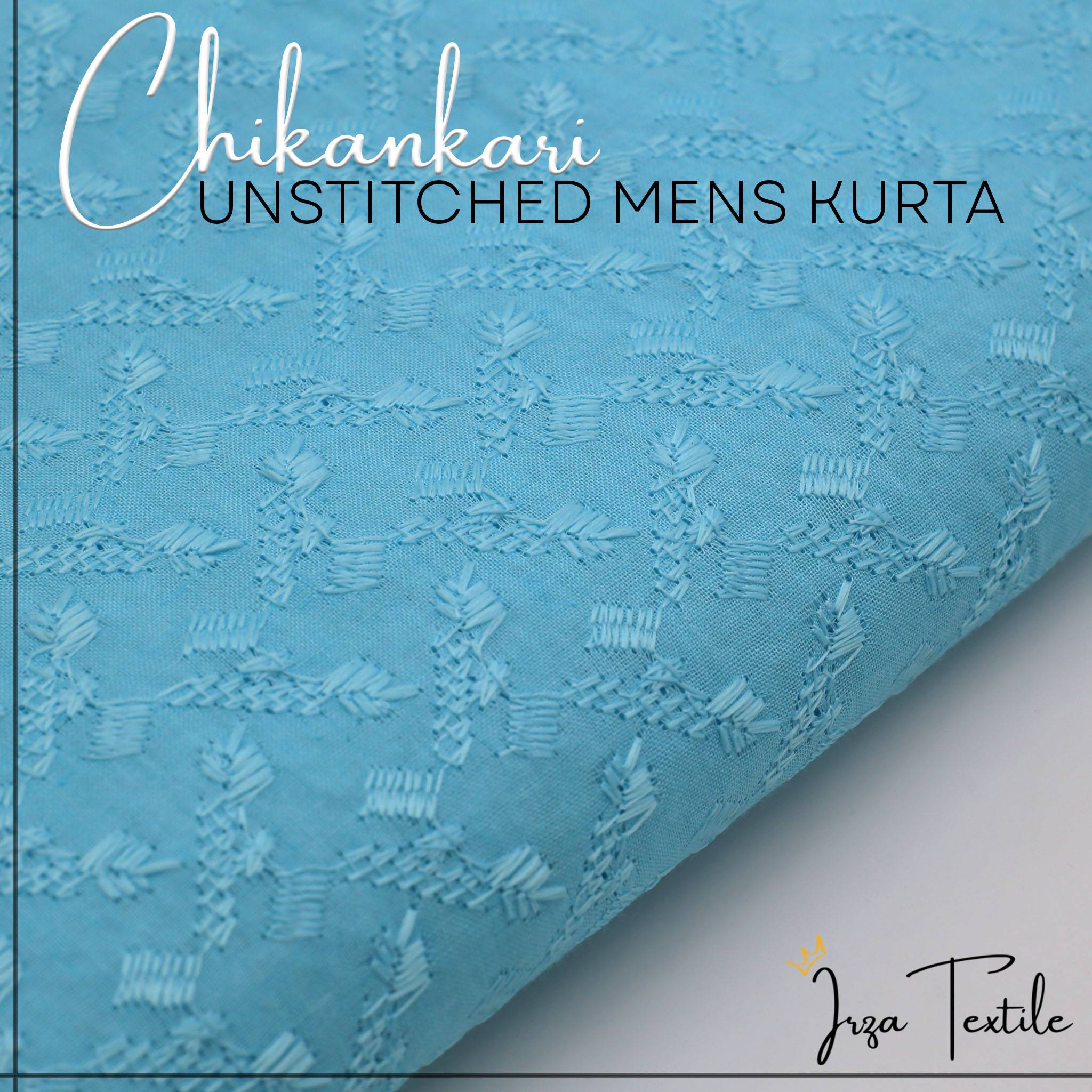 Un-Stitched Embroidered Chikankari Sky Blue Kurta TP-4899