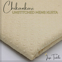 Un-Stitched Embroidered Chikankari Soft Cream Kurta TP-1515