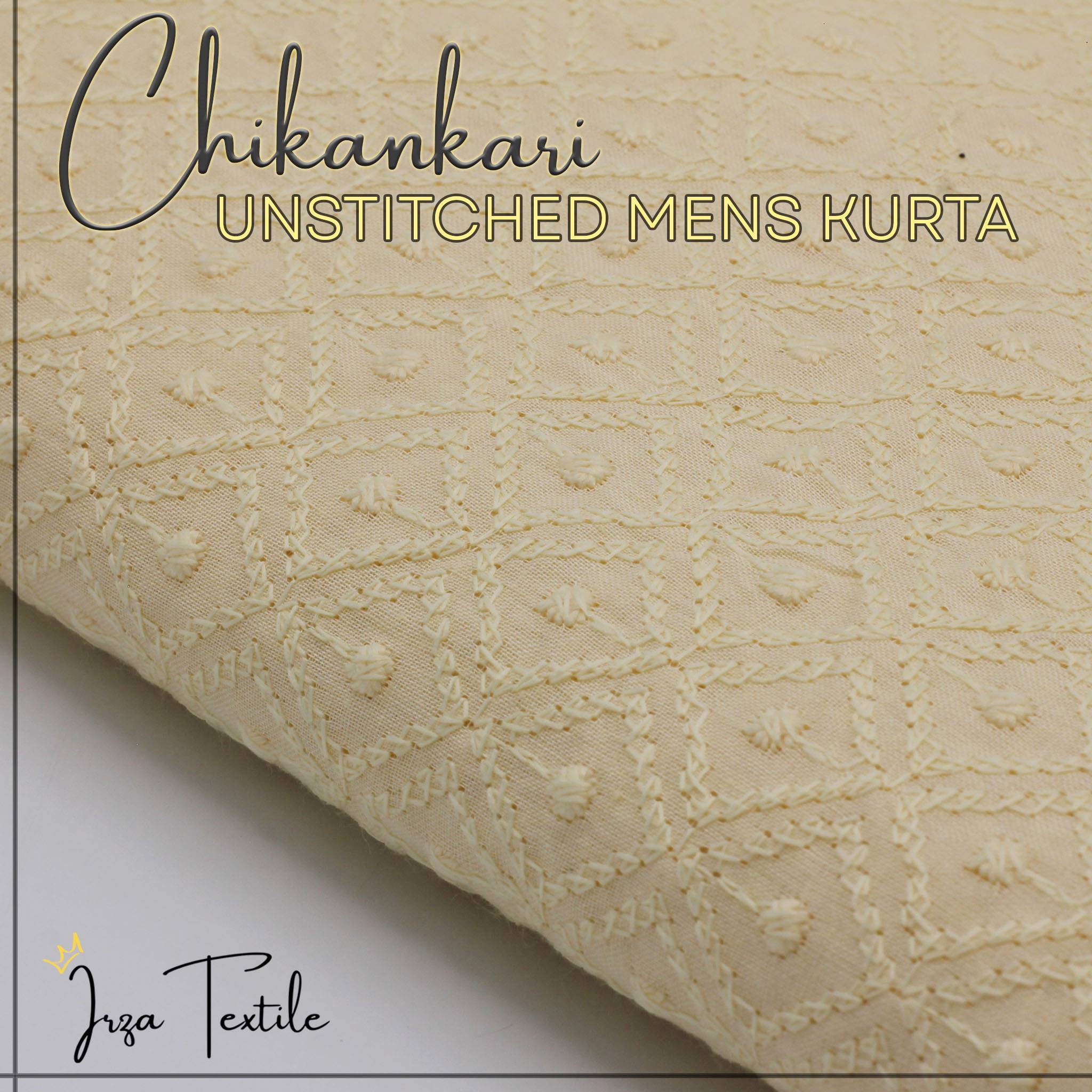 Un-Stitched Embroidered Chikankari Soft Cream Kurta TP-1515