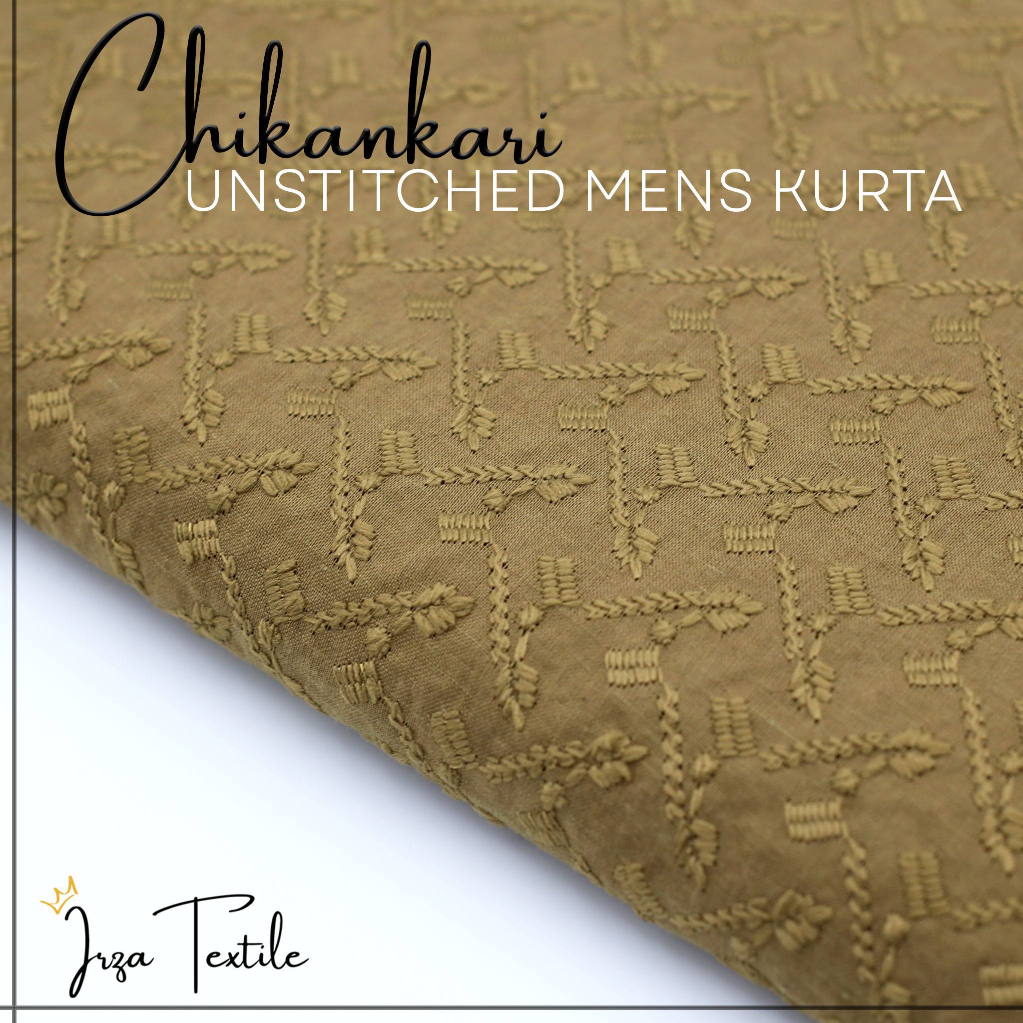 Un-Stitched Embroidered Chikankari Tobacco Green Kurta TP-2109