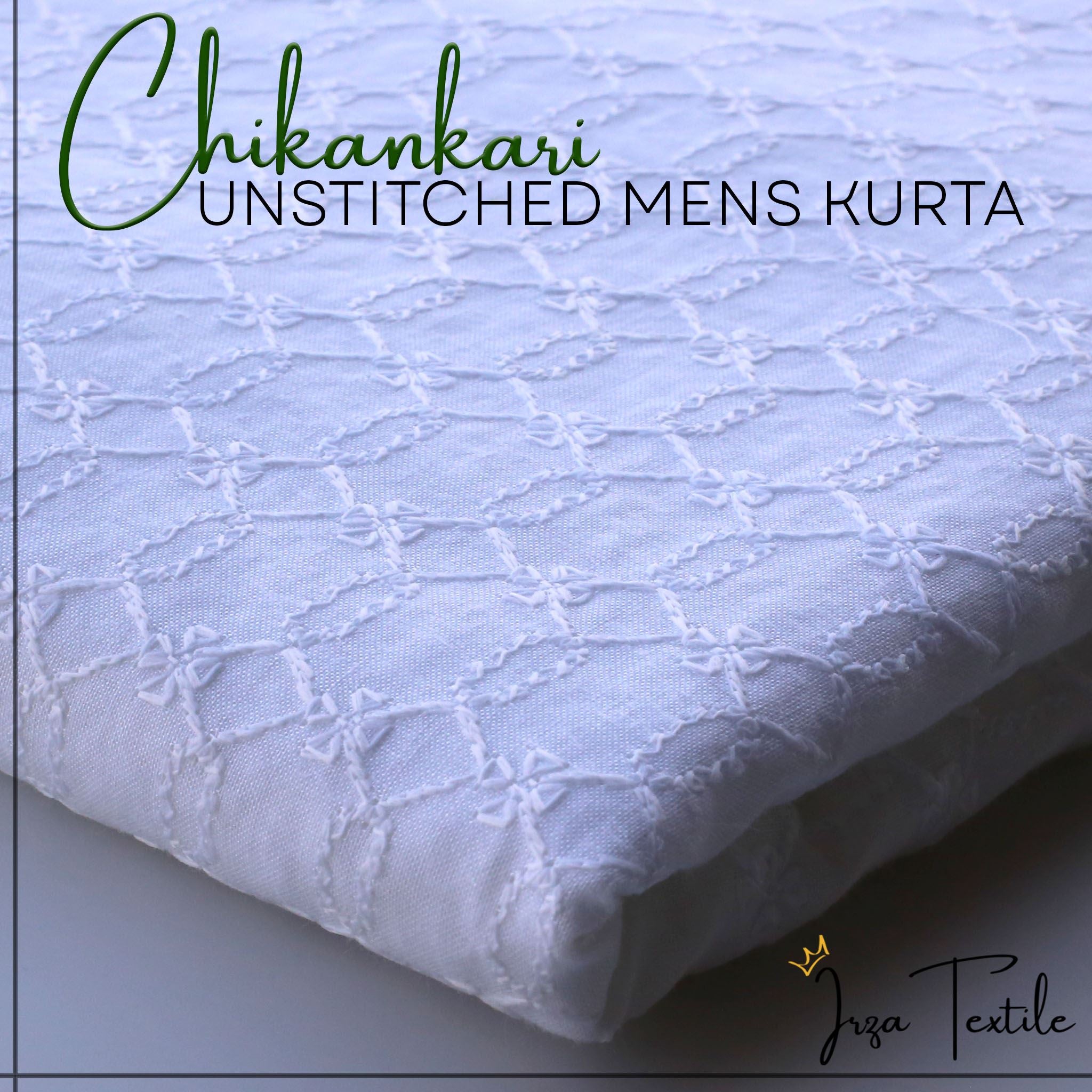 Un-Stitched Embroidered Chikankari White Kurta TP-9294