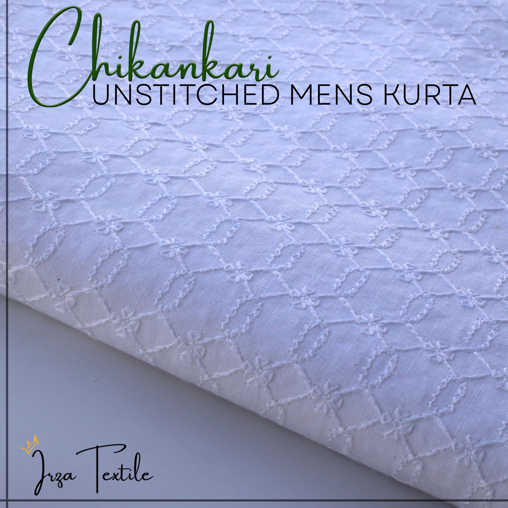 Un-Stitched Embroidered Chikankari White Kurta TP-9294