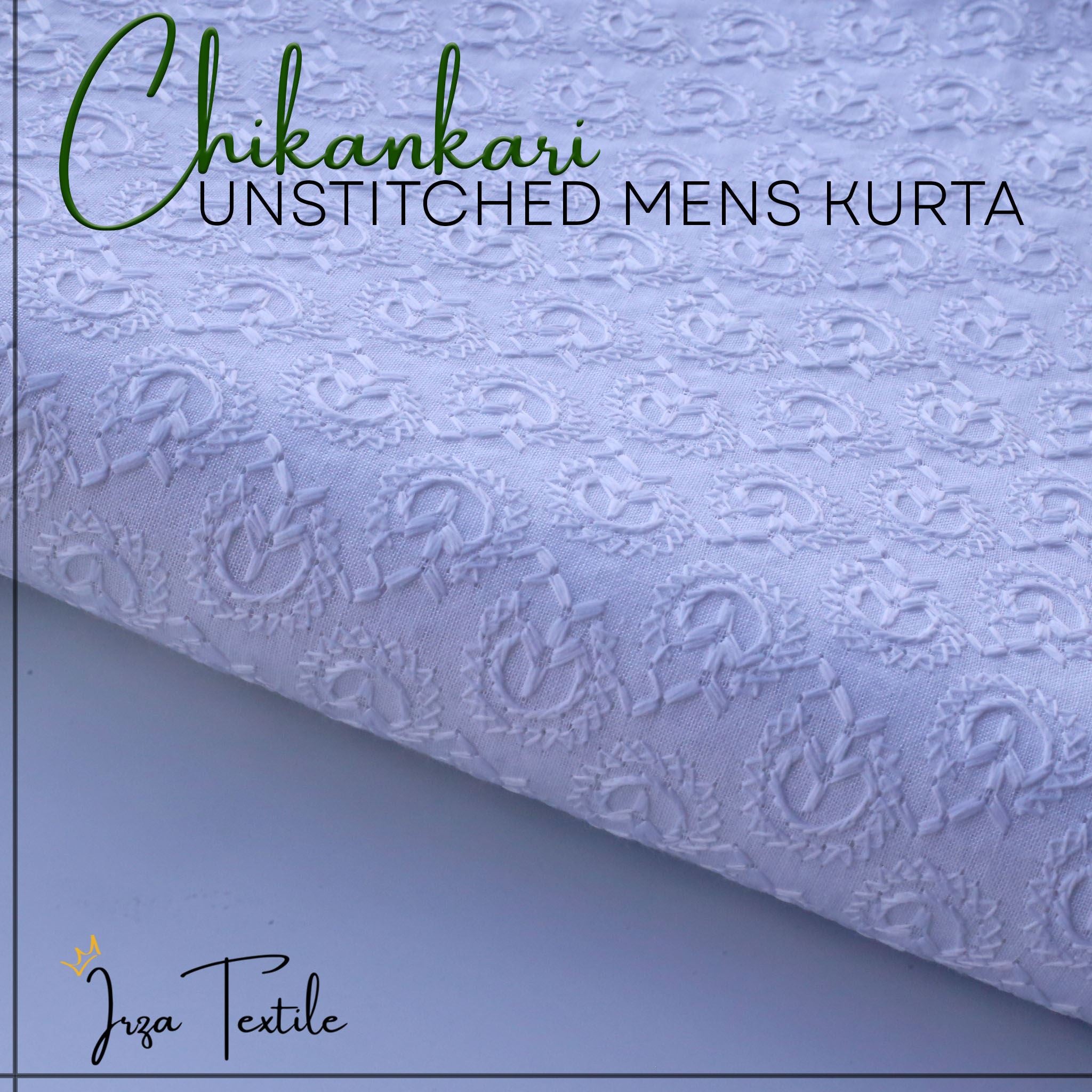 Un-Stitched Embroidered Chikankari White Kurta TP-9295