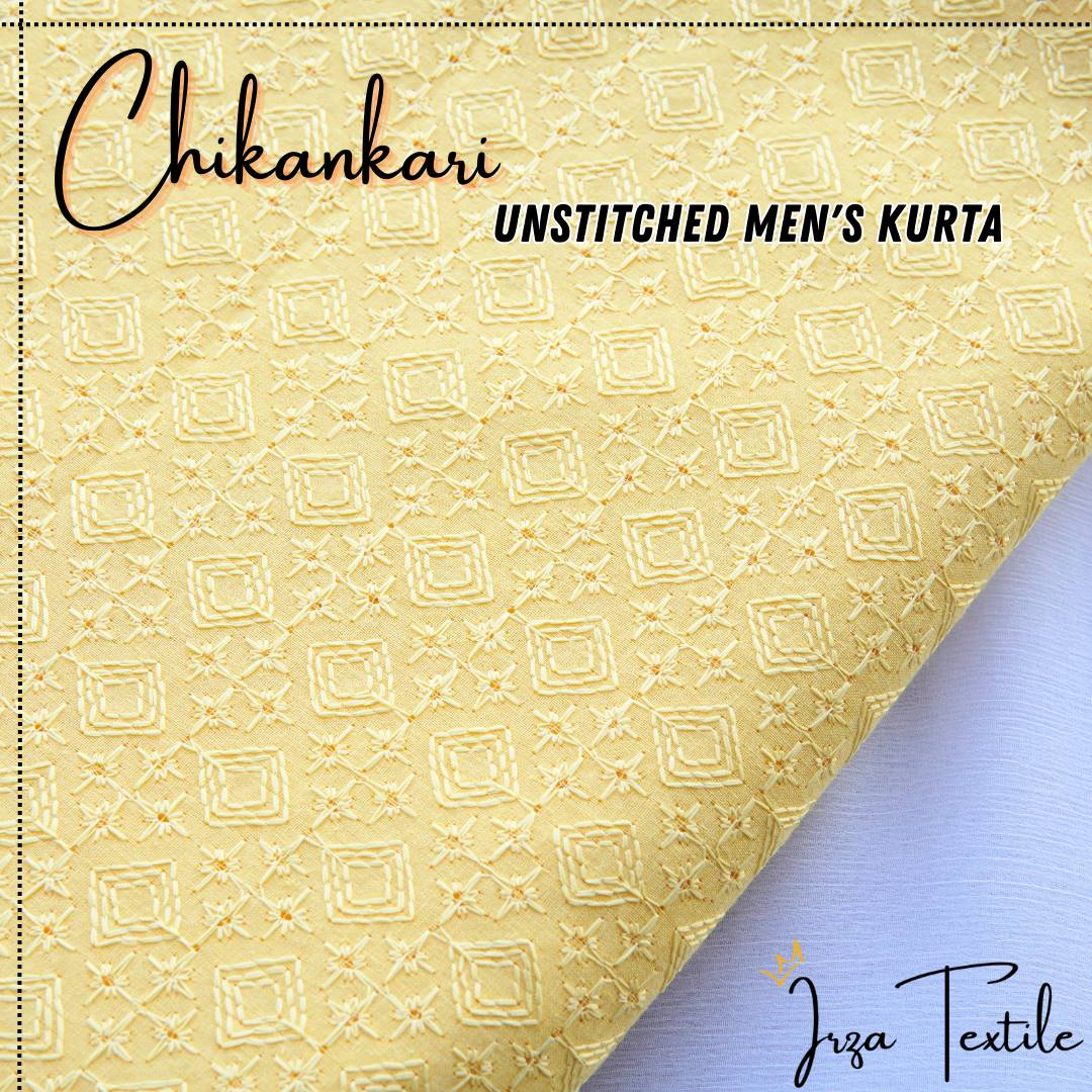 Un-Stitched Embroidered Chikankari Yellow Kurta TP-3547