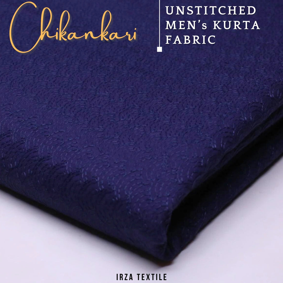 Un-Stitched Embroidered Navy Blue Cotton Kurta GT-9258