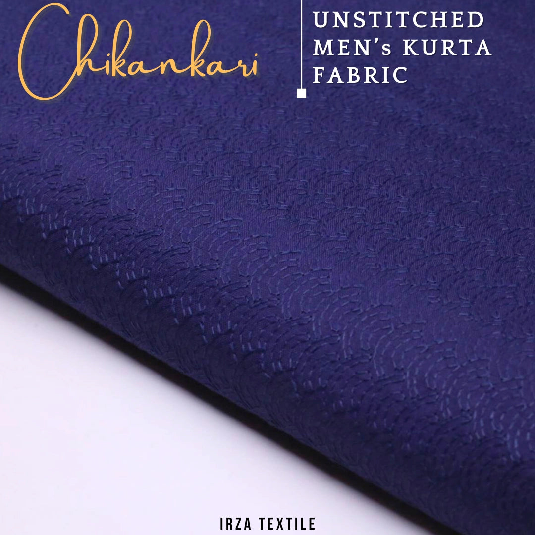 Un-Stitched Embroidered Navy Blue Cotton Kurta GT-9258
