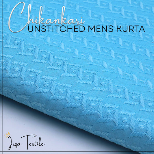 Un-Stitched Embroidered Sky Blue Kurta GT-9210