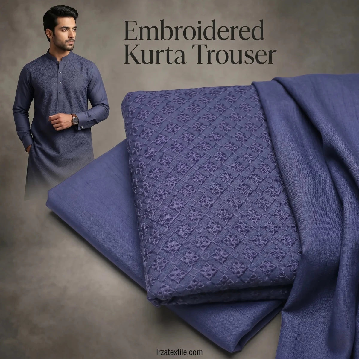 Un-Stitched Grey Embroidered Kurta Trouser Fabric N-904