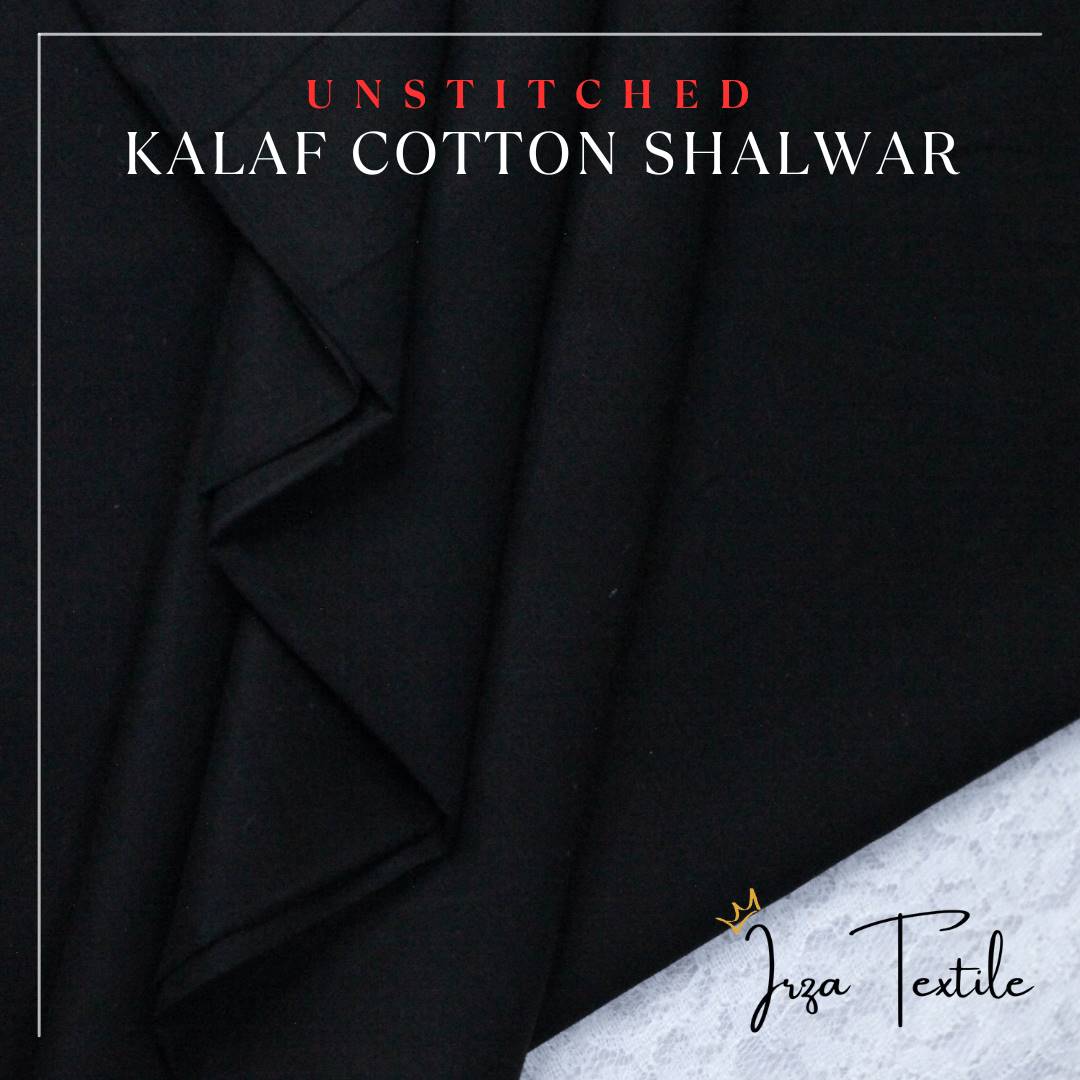 Un-Stitched Kalaf Cotton Plain Black Shalwar KM-160