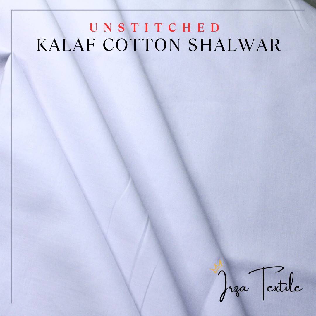 Un-Stitched Kalaf Cotton Plain White Shalwar KM-159