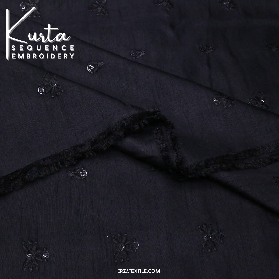 Unstitched Black Zaviyar Embroidered Kurta ZR-32
