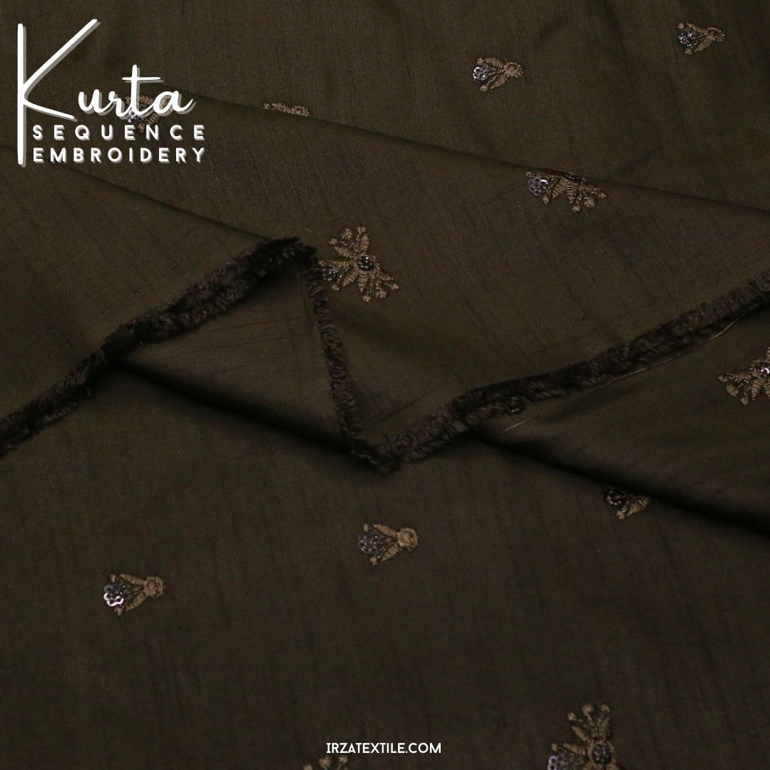 Unstitched Mehandi Zaviyar Embroidered Kurta ZR-33