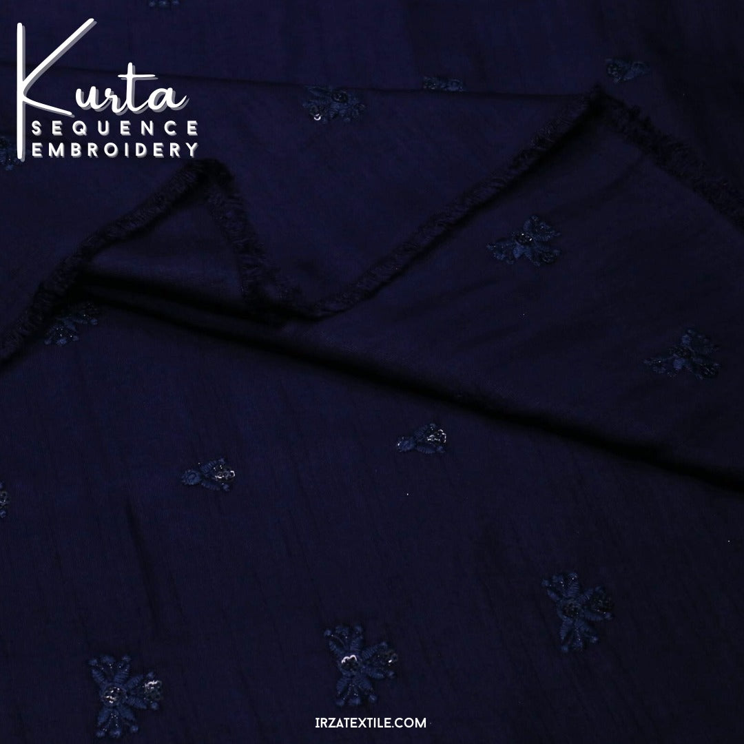 Unstitched Navy Blue Zaviyar Embroidered Kurta ZR-36